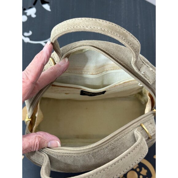 Vintage beige suede purse with basset hound zipper pulls - Picture 8 of 10